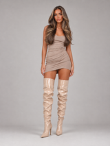 Women's Patent-Look Ruched Over-The-Knee Boots