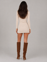 Women's Suede-Look Pointed-Toe Knee-High Boots Brown