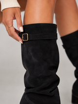 Women's Suede-Look Slouchy Knee-High Boots