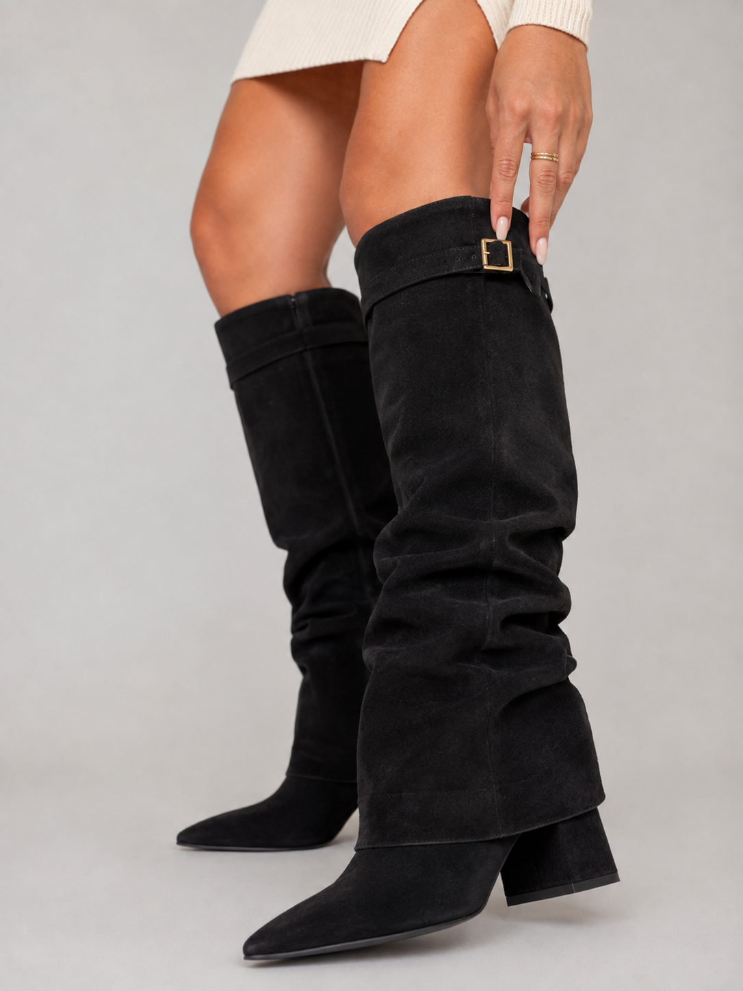 Women's Suede-Look Slouchy Knee-High Boots