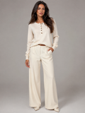 Women's Knit Henley Sweater With Button Placket