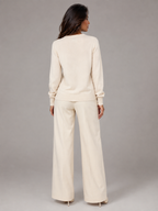 Women's Knit Henley Sweater With Button Placket