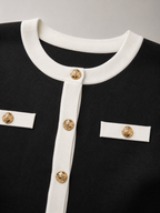 Robe mini en maille noire à bordure contrastée pour femme