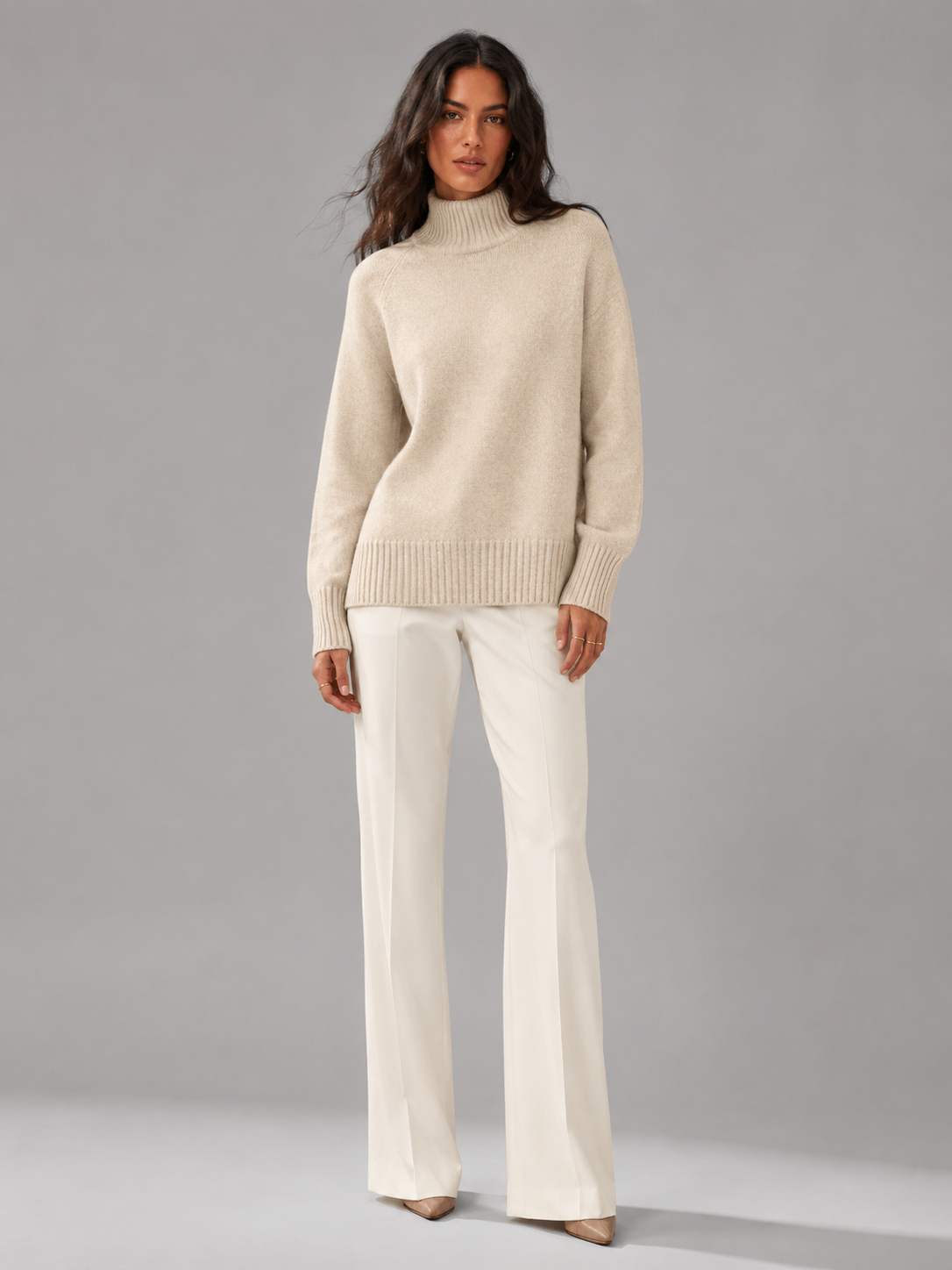 Oversized Turtleneck Knit Sweater Women