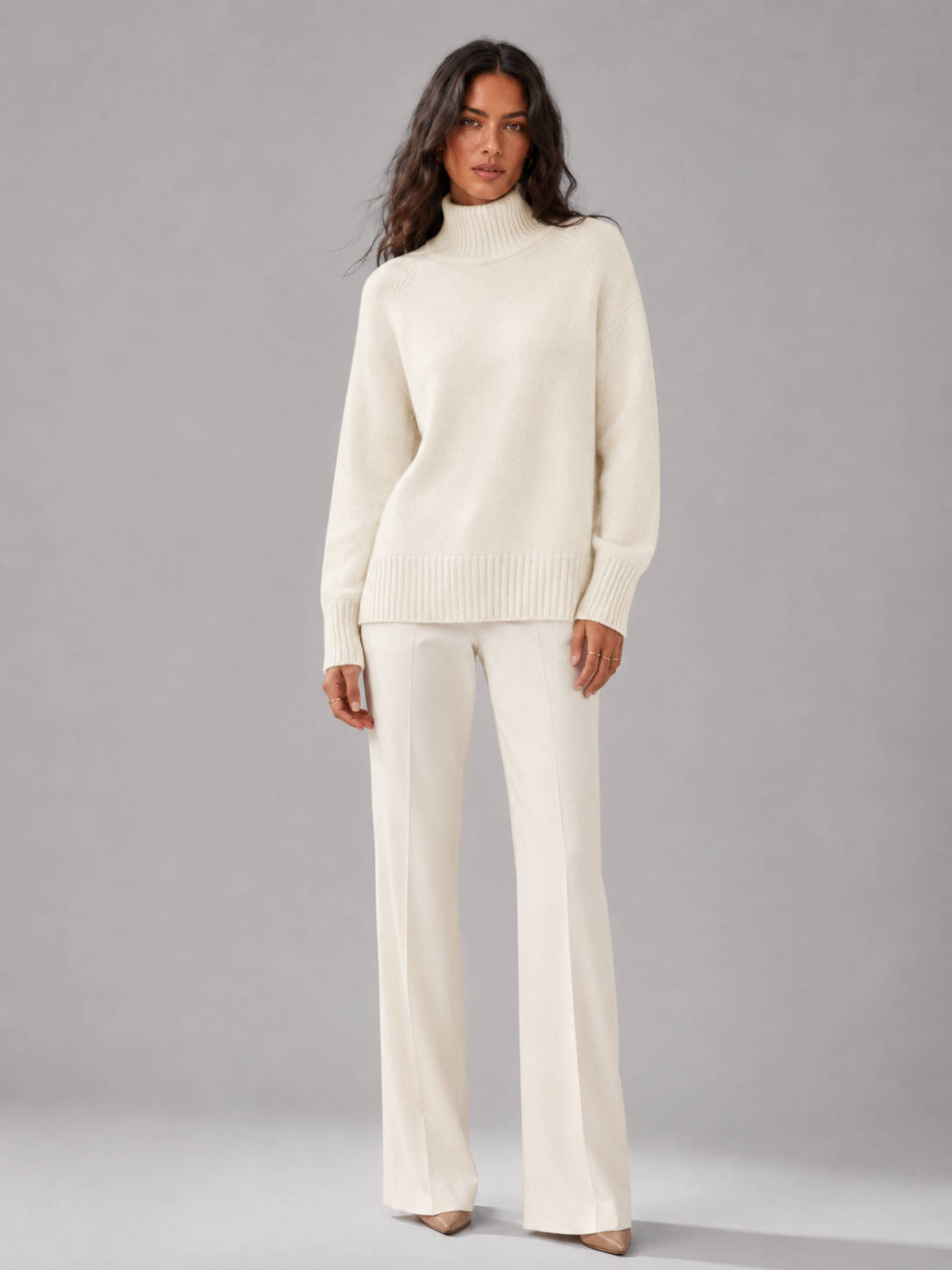 Oversized Turtleneck Knit Sweater Women