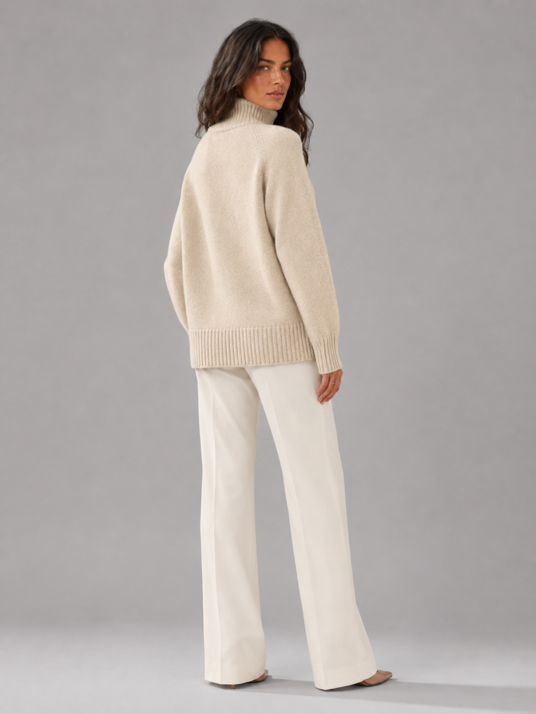 Oversized Turtleneck Knit Sweater Women