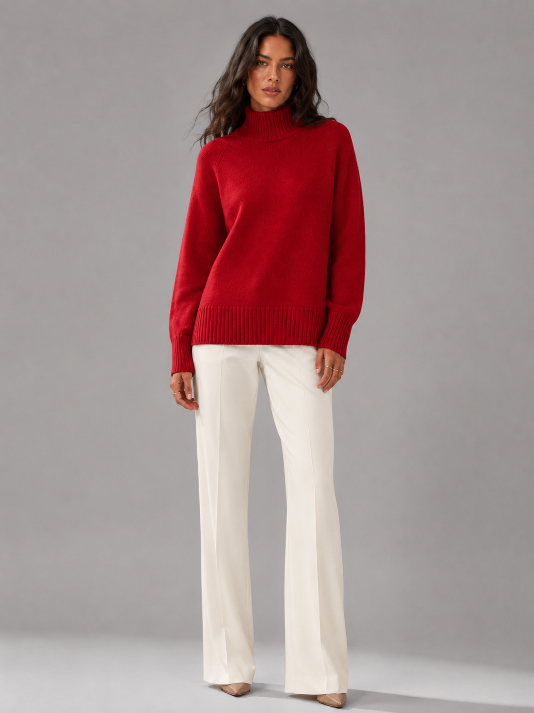 Oversized Turtleneck Knit Sweater Women