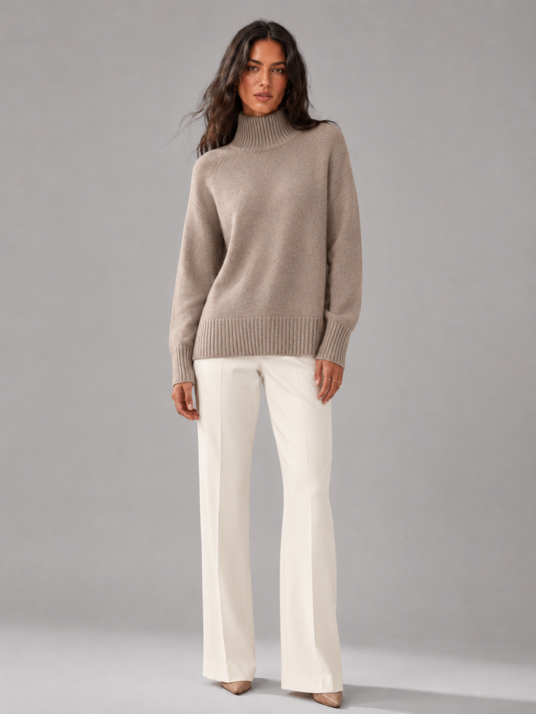 Oversized Turtleneck Knit Sweater Women