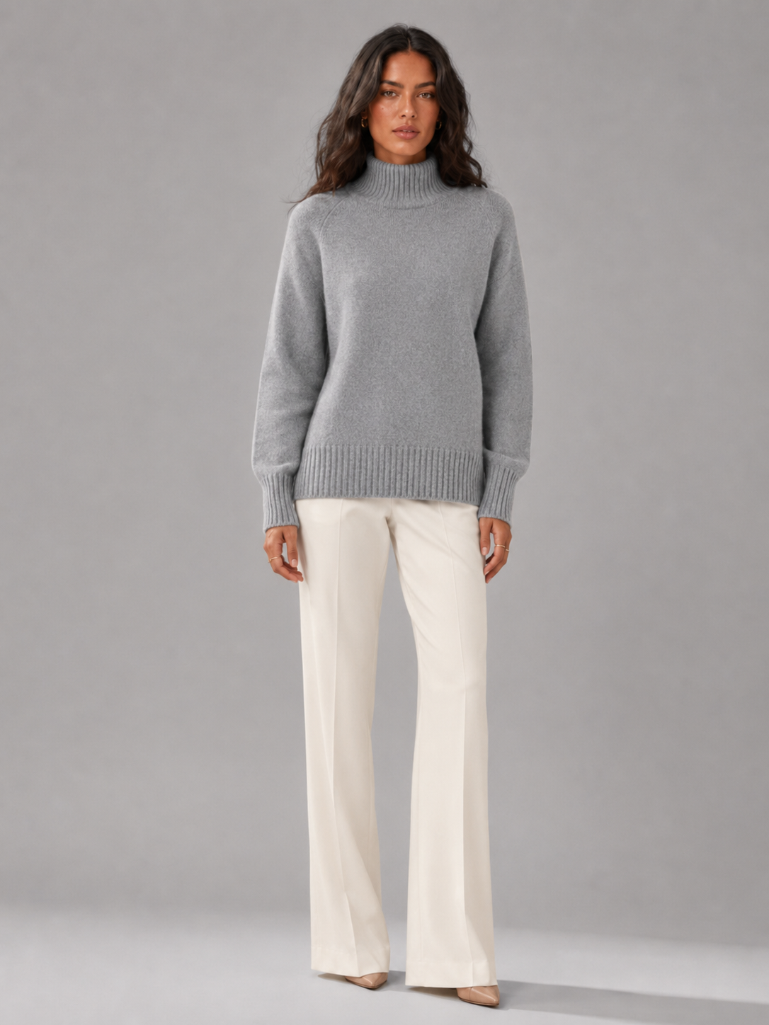 Oversized Turtleneck Knit Sweater Women