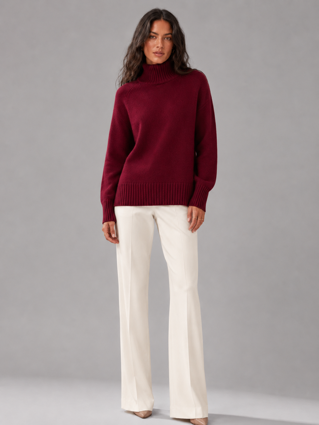 Oversized Turtleneck Knit Sweater Women