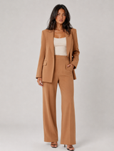 Tailored Single Button Blazer Wide Leg Trouser Suit Women