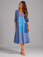 Vestido midi de algodón con estampado patchwork para mujer en verano