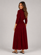 Vestido camisa largo con lunares y cinturón de lazo para mujer