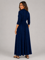 Vestido camisa largo con lunares y cinturón de lazo para mujer