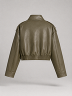 Cropped Faux Leather Utility Jacket for Women