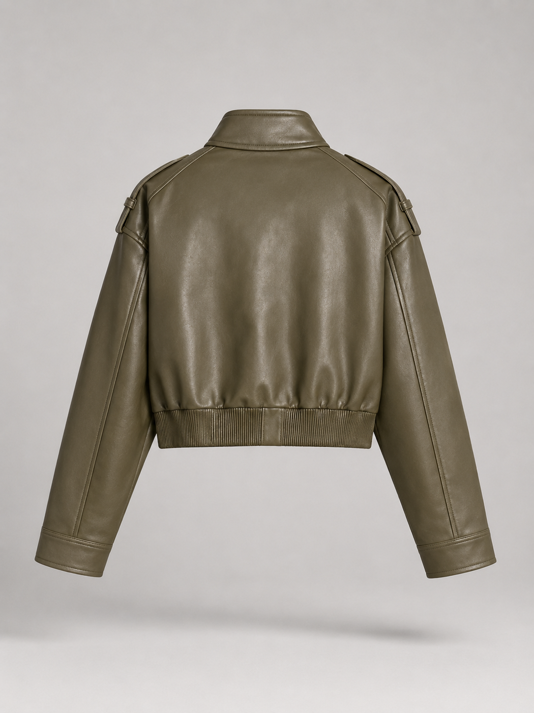 Cropped Faux Leather Utility Jacket for Women