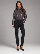 Cropped Faux Leather Utility Jacket for Women