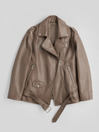 Oversized Faux Leather Biker Jacket for Women