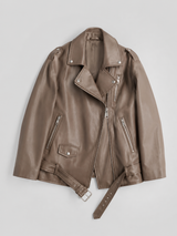Oversized Faux Leather Biker Jacket for Women