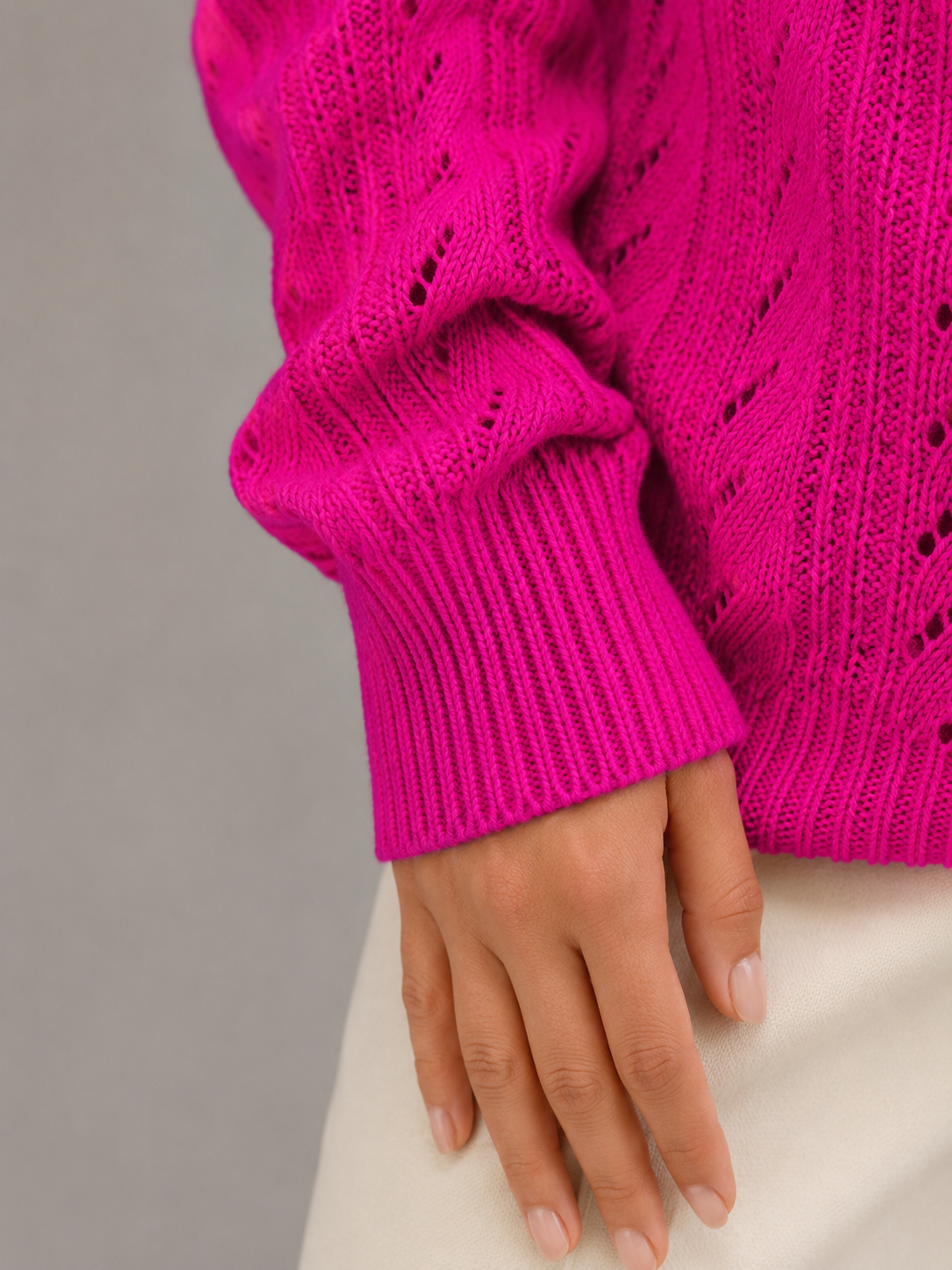 Women's Off-Shoulder Cable Knit Jumper | Cropped Balloon Sleeve Sweater