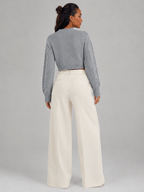 Women's Cropped Cable Knit Jumper | Mock Neck Sweater