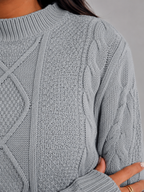 Women's Cropped Cable Knit Jumper | Mock Neck Sweater