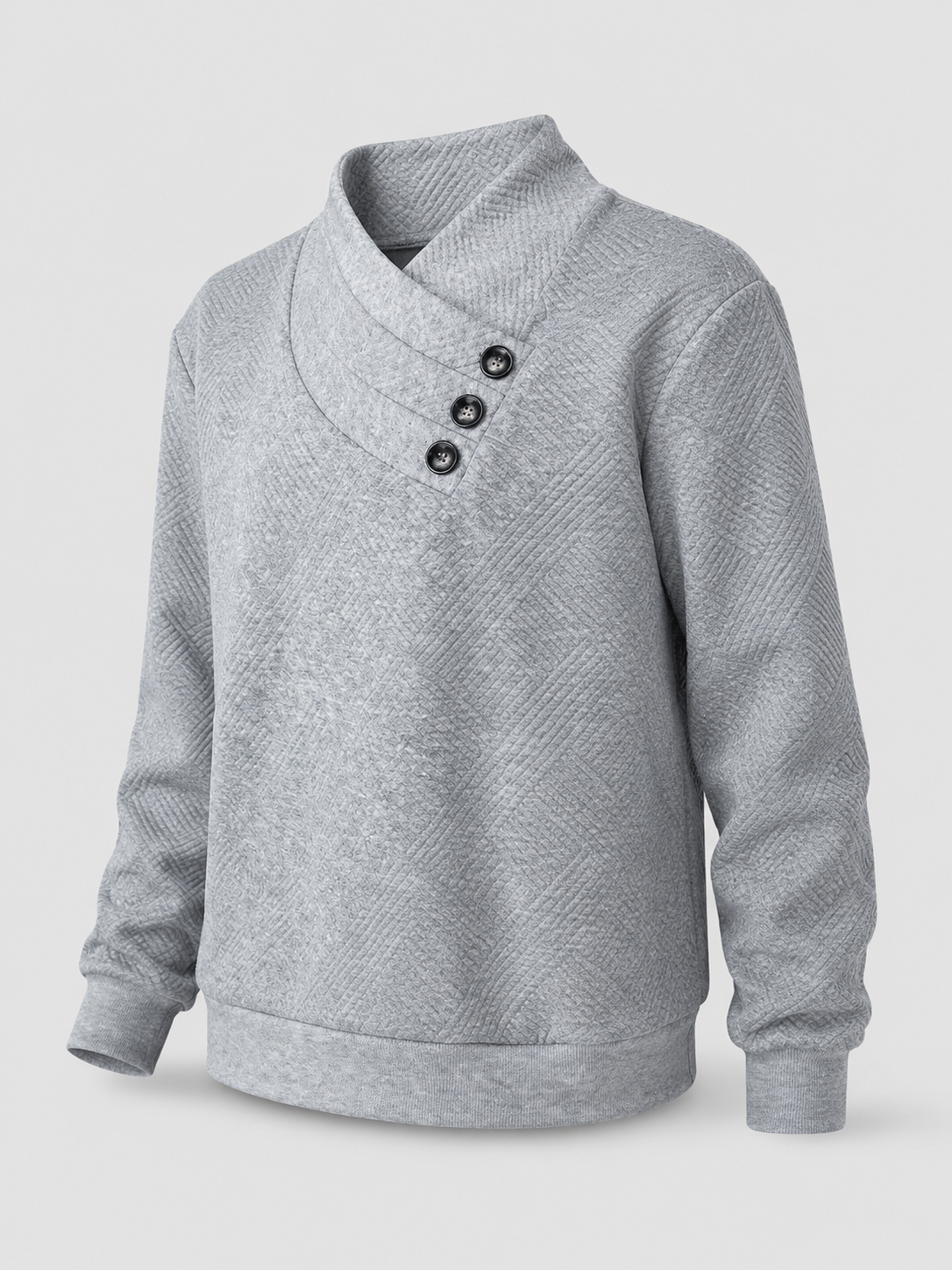 Women's Shawl Collar Button Sweater | Textured Pullover