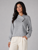 Women's Shawl Collar Button Sweater | Textured Pullover