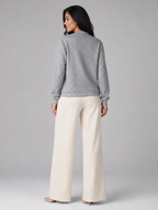 Women's Shawl Collar Button Sweater | Textured Pullover