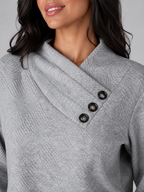 Women's Shawl Collar Button Sweater | Textured Pullover