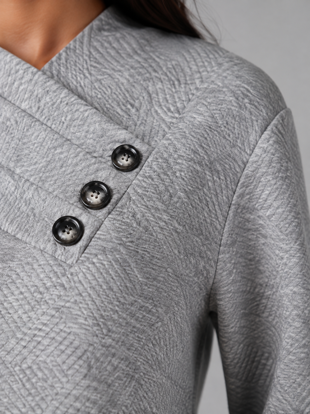 Women's Shawl Collar Button Sweater | Textured Pullover
