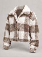 Women's Buffalo Check Sherpa Jacket | Plush Button Shacket