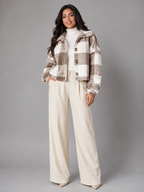 Women's Buffalo Check Sherpa Jacket | Plush Button Shacket