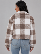 Women's Buffalo Check Sherpa Jacket | Plush Button Shacket