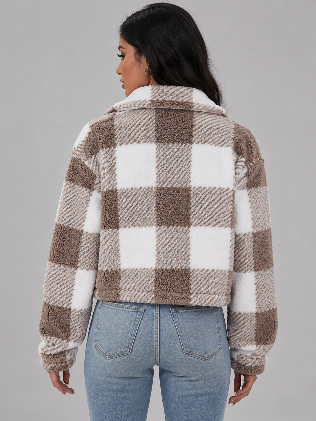 Women's Buffalo Check Sherpa Jacket | Plush Button Shacket