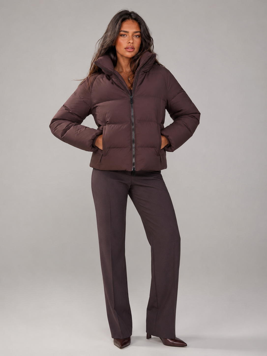 Zip Front Belted Jacket for Women