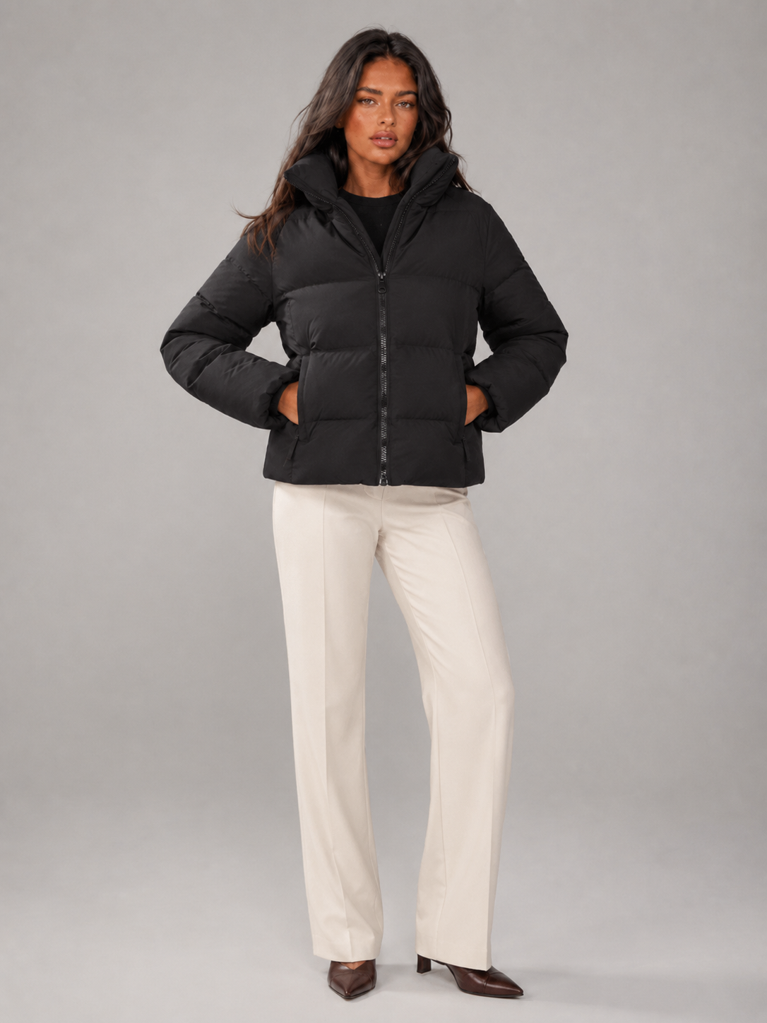 Zip Front Belted Jacket for Women