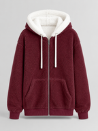 Doudoune à capuche doublée sherpa pour femme