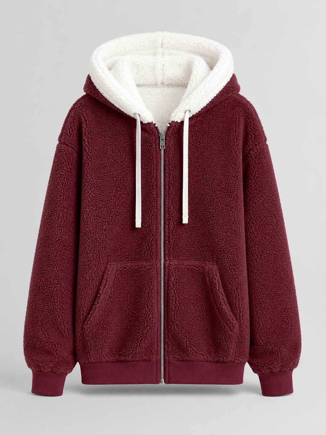Chaqueta acolchada con capucha y forro sherpa para mujer