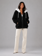 Doudoune à capuche doublée sherpa pour femme