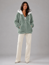 Sherpa-Lined Hooded Puffer Jacket for Women