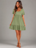 Robe courte babydoll à volants et manches courtes été femme