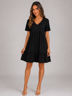 Casual tiered babydoll mini dress for summer