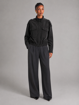 Women's Cropped Utility Jacket With Stand Collar
