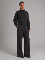 Women's Cropped Utility Jacket With Stand Collar