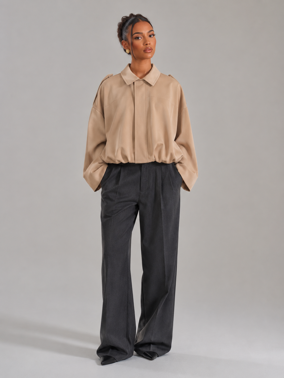 Women's Oversized Cropped Utility Jacket