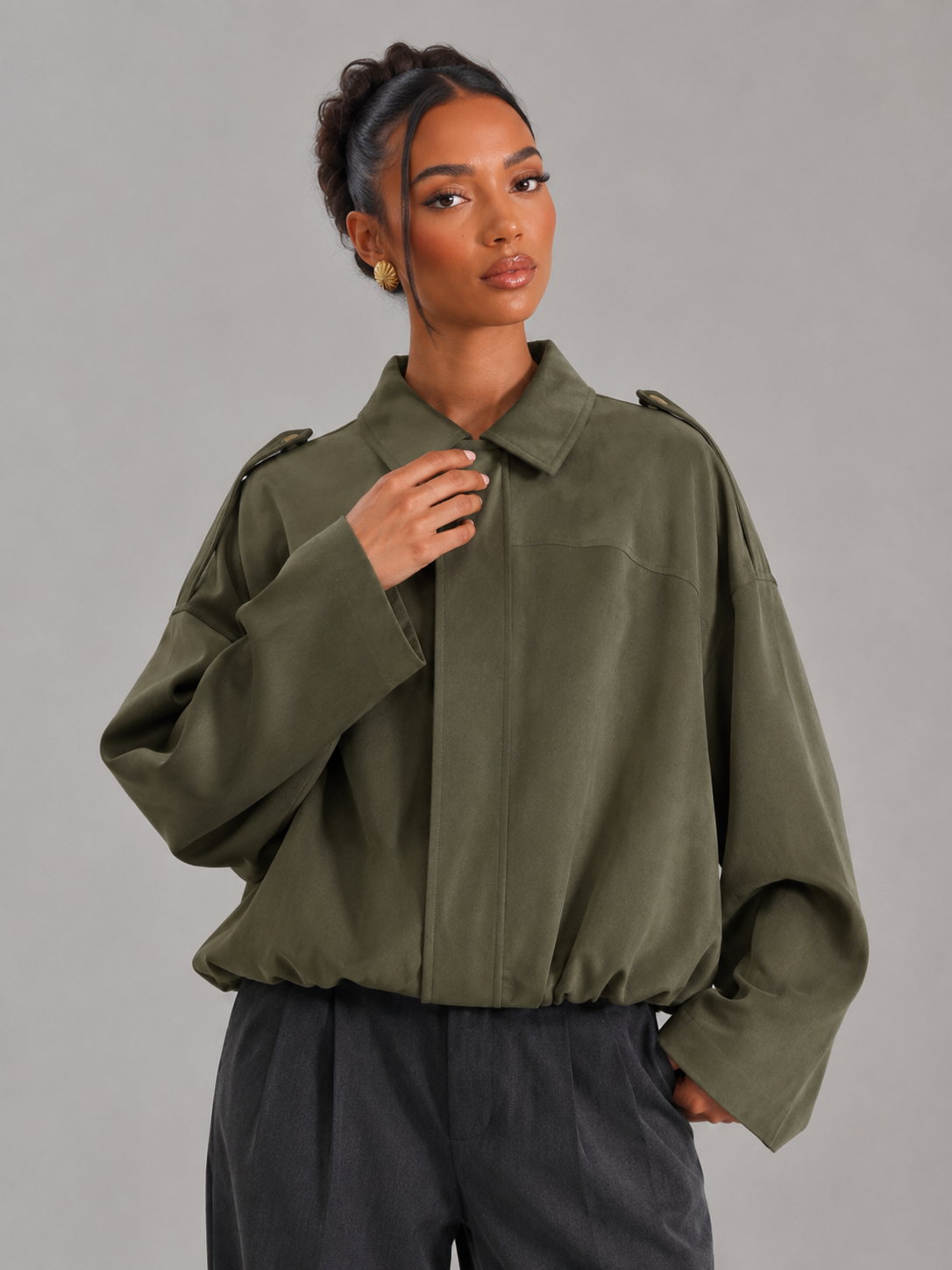 Women's Oversized Cropped Utility Jacket
