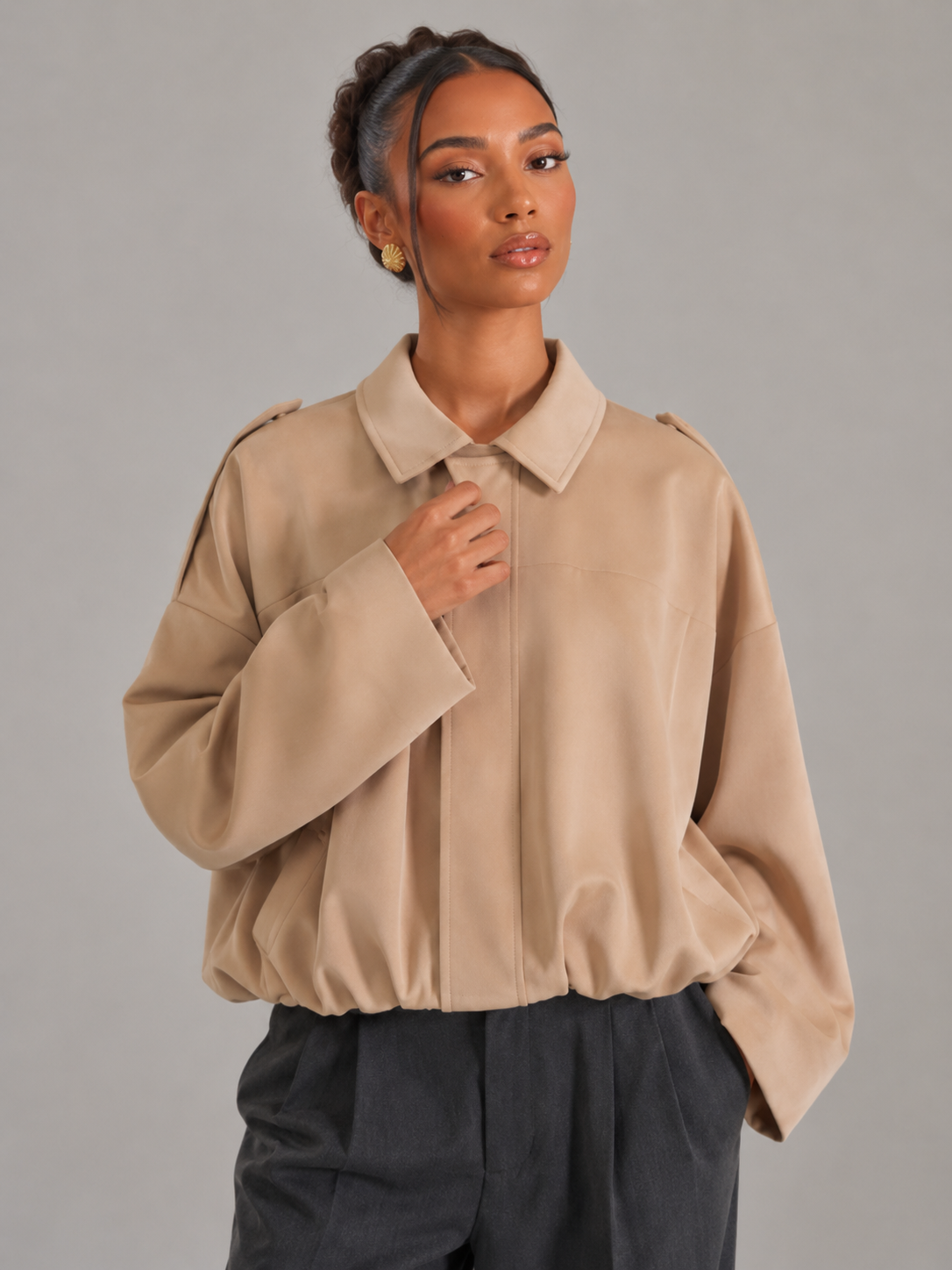 Women's Oversized Cropped Utility Jacket