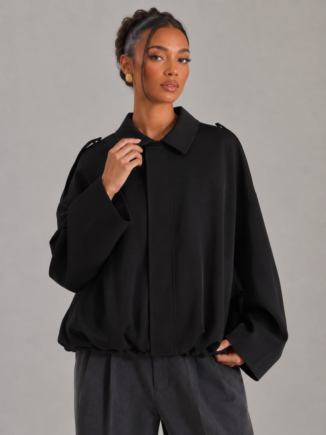 Women's Oversized Cropped Utility Jacket