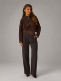 Women's Suede-Look Cropped Utility Jacket Brown